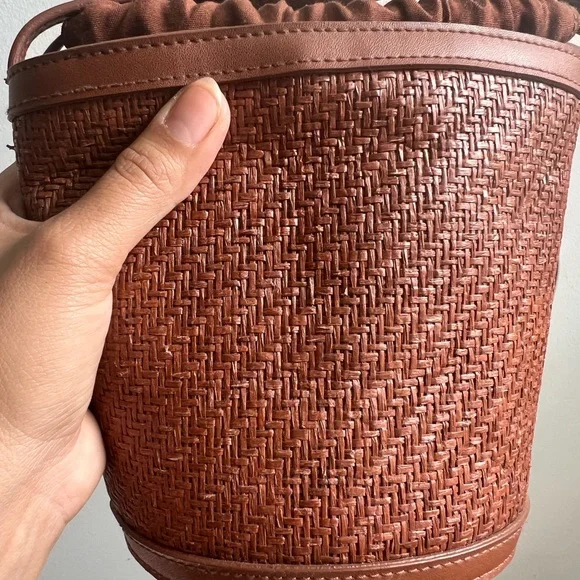 Etienne Aigner Tan Woven Mini Bag with Pineapple Charm - Picture 9 of 11